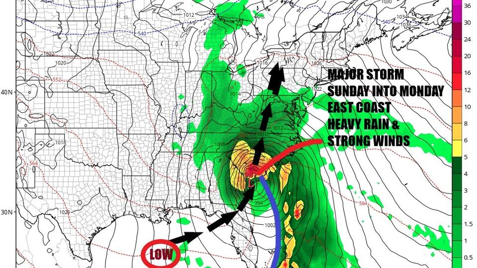 Major East Coast Storm Florida to Maine, strong winds, heavy rain ...