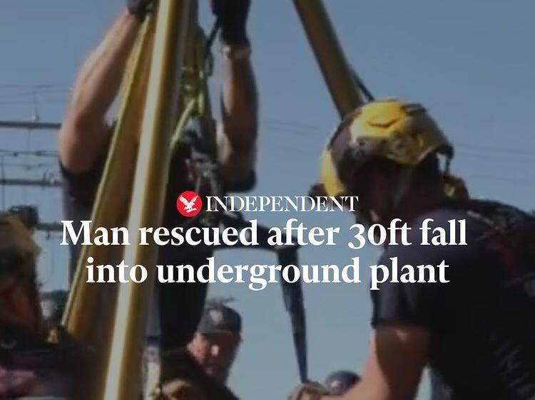 A Water Utilities Department worker was rescued after slipping and