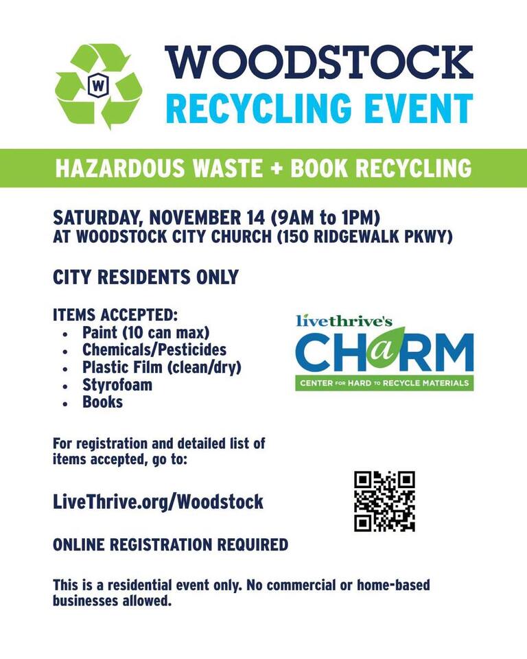 Woodstock to host dual recycling events Nov. 14 - NewsBreak