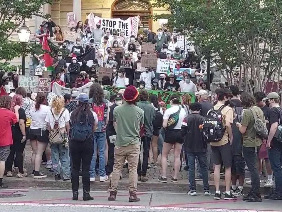 Pro-Palestine protesters march from the University of Georgia to Athens