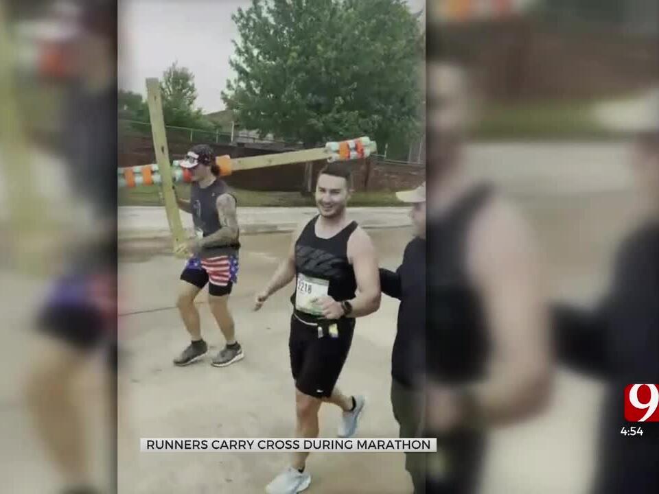 2 Men Run Memorial Marathon Carrying 25-Pound Cross