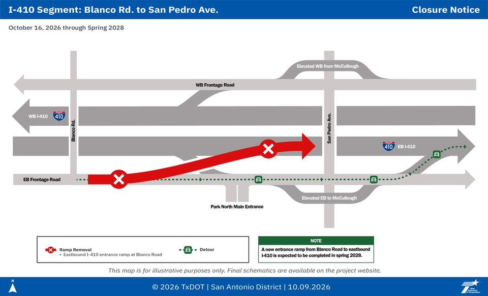 EB I-410 ramp from Blanco closes Oct. 16 - NewsBreak