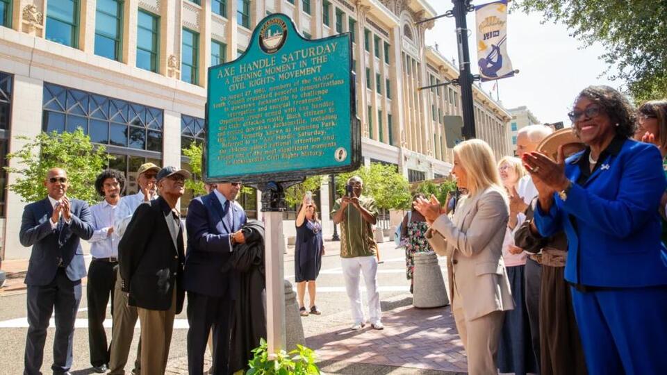 Jacksonville commemorates Axe Handle Saturday with Civil Rights Trail marker unveiling