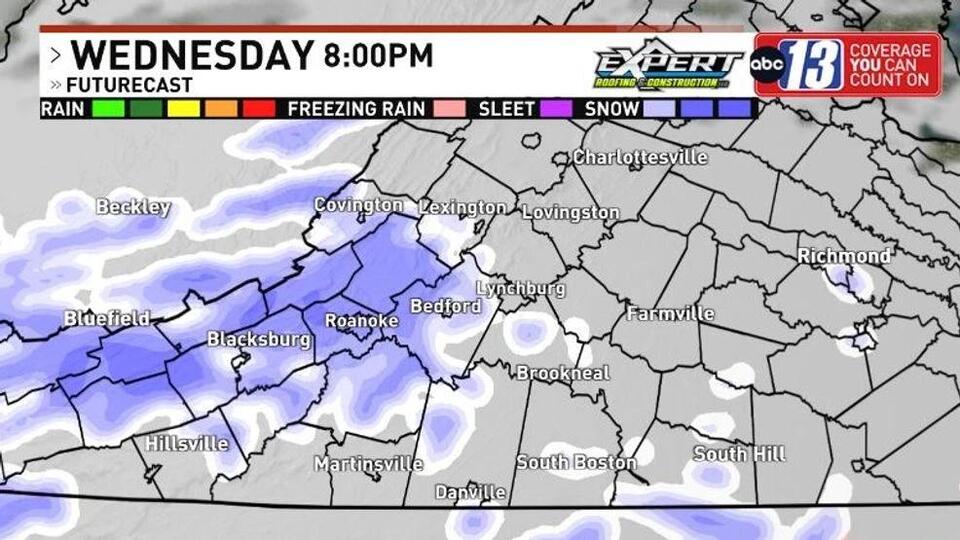 Wintry Wednesday weather as rain and snow blow through Virginia - NewsBreak