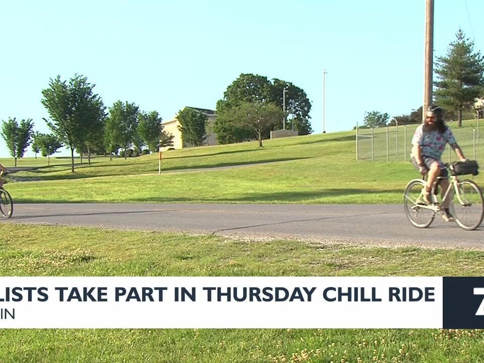 Cyclists take a Thursday chill ride through Joplin