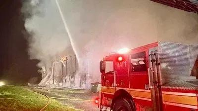 SEE IT: Barn destroyed after massive overnight fire in Montgomery ...