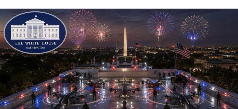 Trump posts DronePort image touting military drones atop White House ballroom