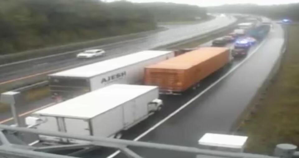 Two trucks collide on I-90 in Palmer