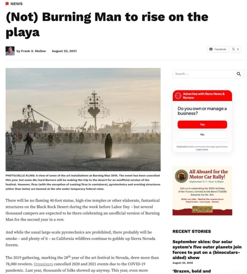 From the Archives: ‘(Not) Burning Man to rise on the playa’ (Aug. 22, 2021)
