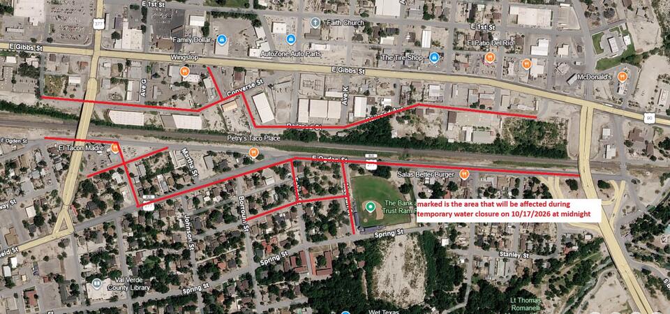 Overnight water shutoff for leak repair in Del Rio - NewsBreak