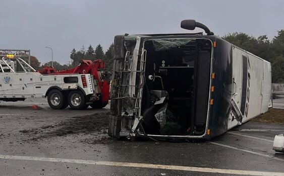 Several people injured after bus rolls over on highway State Police say ...