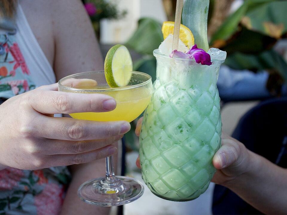 The attention-getting Pandan Painchiller at Lucille is worth it