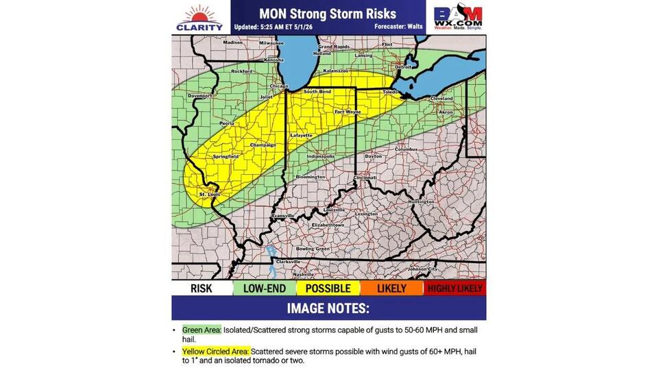 Illinois, Indiana, Ohio and Missouri Face Strong to Severe Storm Risk ...