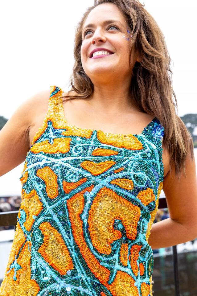 Outside Lands: Strokes fan spends 100 hours hand-beading a dress to match their album art
