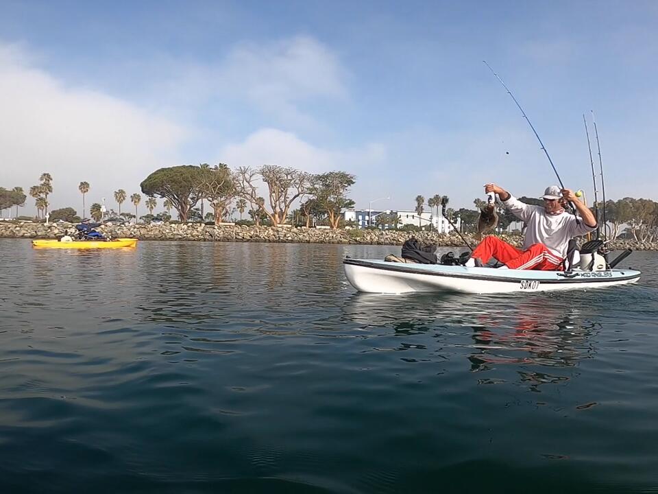 Kayak Fishing Halibut Spanish Landing, San Diego Bay SD Fish and Sips