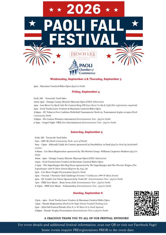 2026 Paoli Fall Festival set to bring four days of fun to the community ...