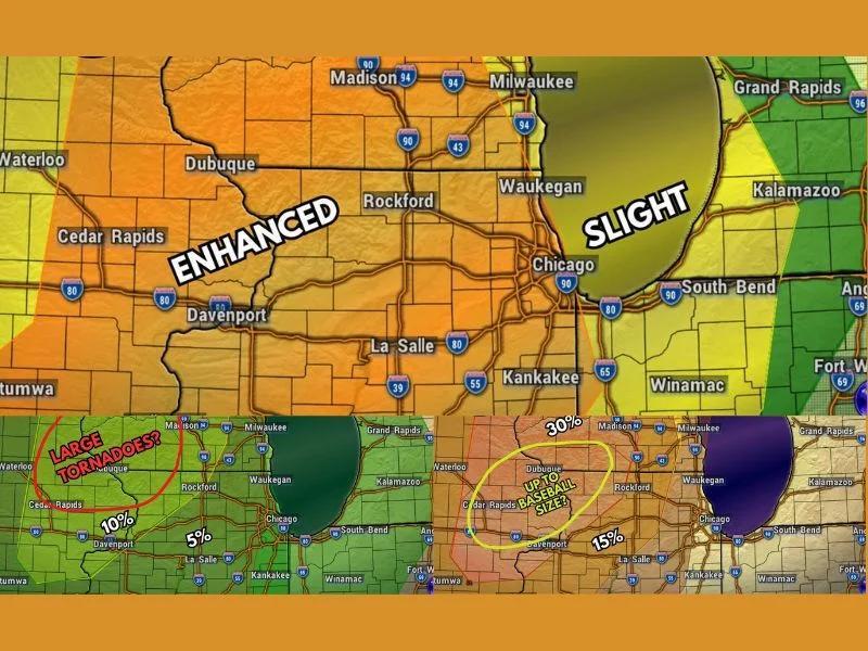 Tornadoes, Baseball-Size Hail, and 70 MPH Winds Threatening Rockford ...
