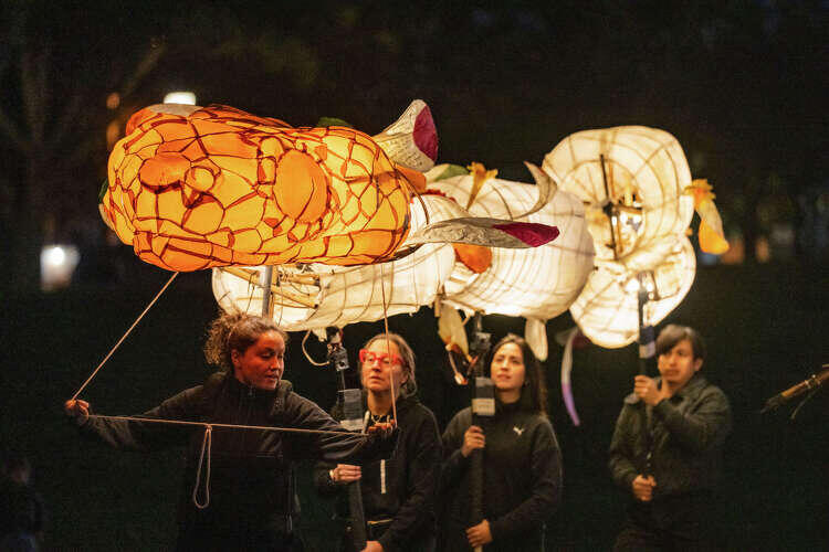 Lantern puppets illuminate the Capitol grounds during theater ...