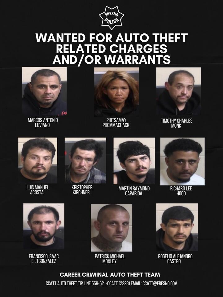Fresno Police Seek Public’s Help Identifying 10 Suspects in Auto Theft ...