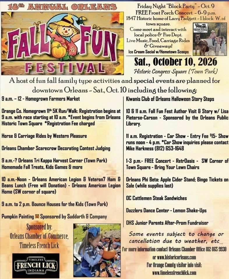 Orleans’ 18th Annual Fall Fun Fest in the Park this weekend - NewsBreak