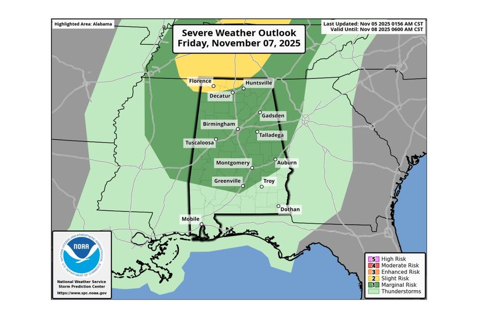 Marginal Severe Weather Risk Friday for West Alabama - NewsBreak