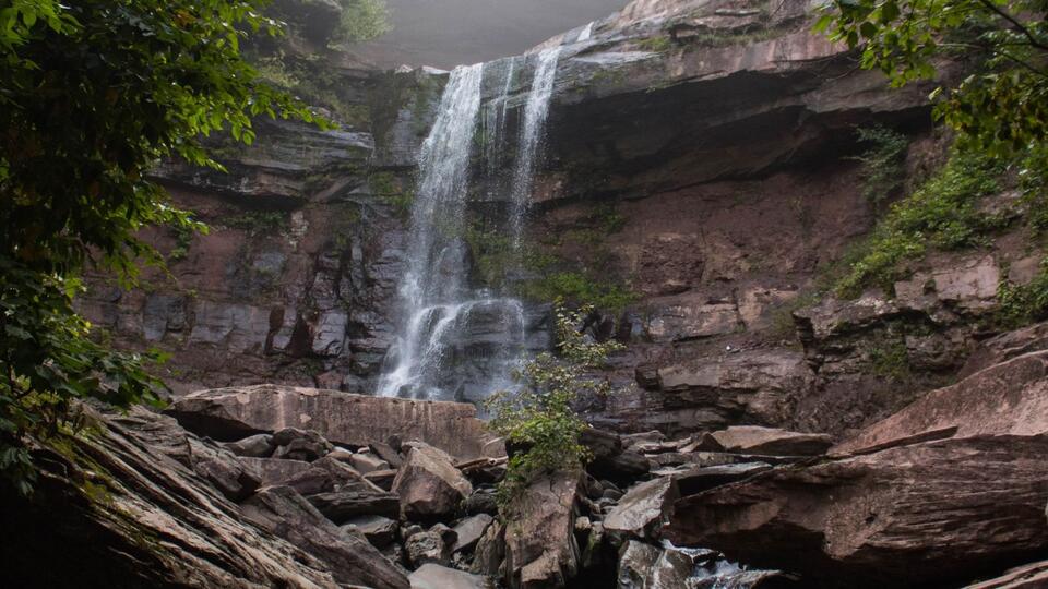 This New York waterfall roars through a dramatic rock amphitheater ...