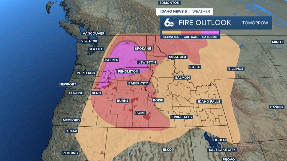 Dry cold front brings dramatic temperature drop and high fire danger to Treasure Valley