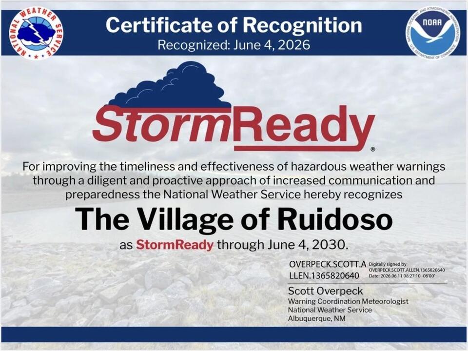 🌪️ Ruidoso Earns National Weather Service StormReady Status - NewsBreak