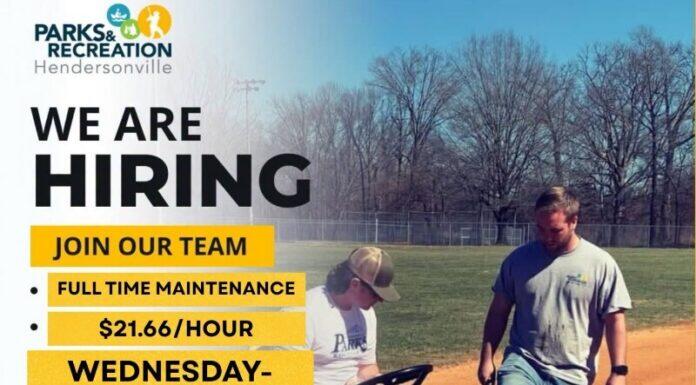 Hendersonville Parks Department Hiring Full-Time Maintenance Worker