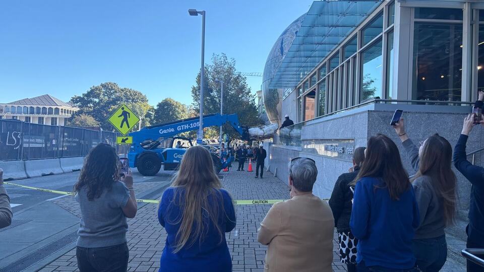 Large dinosaur being moved into downtown Raleigh's NC Museum of Natural ...