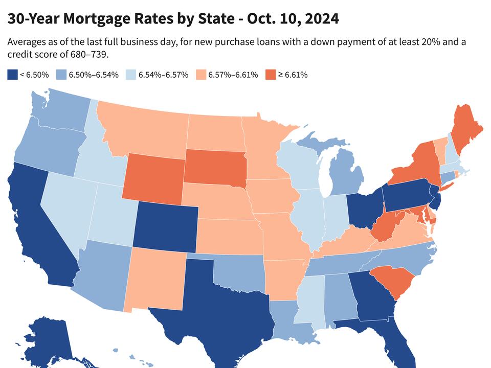 Today's Mortgage Rates by State Oct. 10, 2024