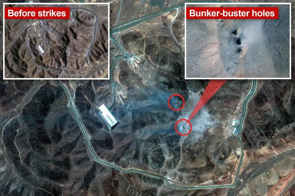First satellite images of Fordow after US bunker buster bomb strike ...