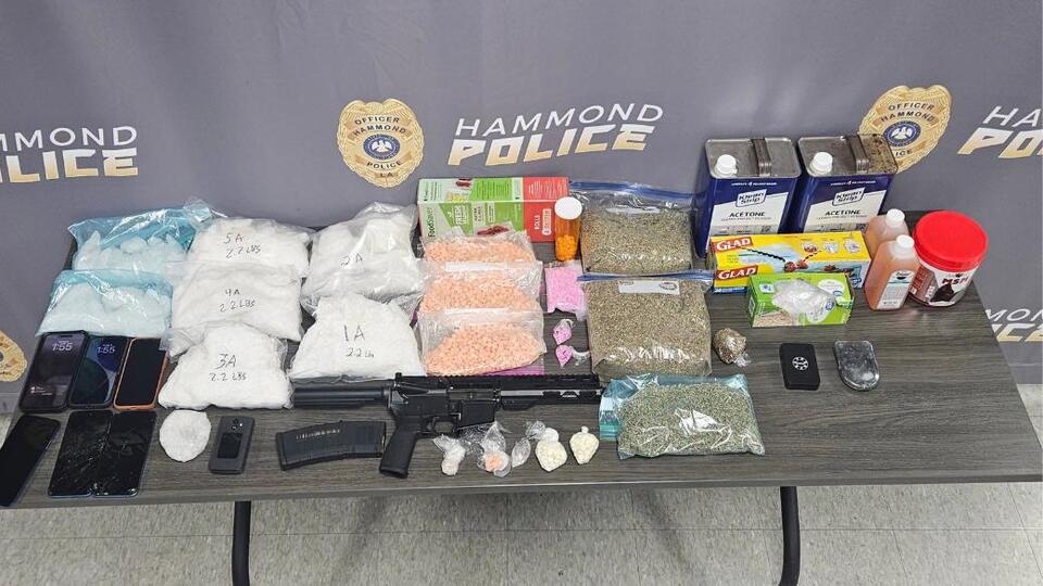 Pounds of drugs seized from car in Hammond drug bust, two arrests made