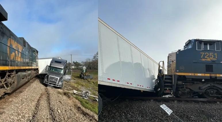Train Collides with Stuck Truck at Alvin Railroad Crossing - NewsBreak