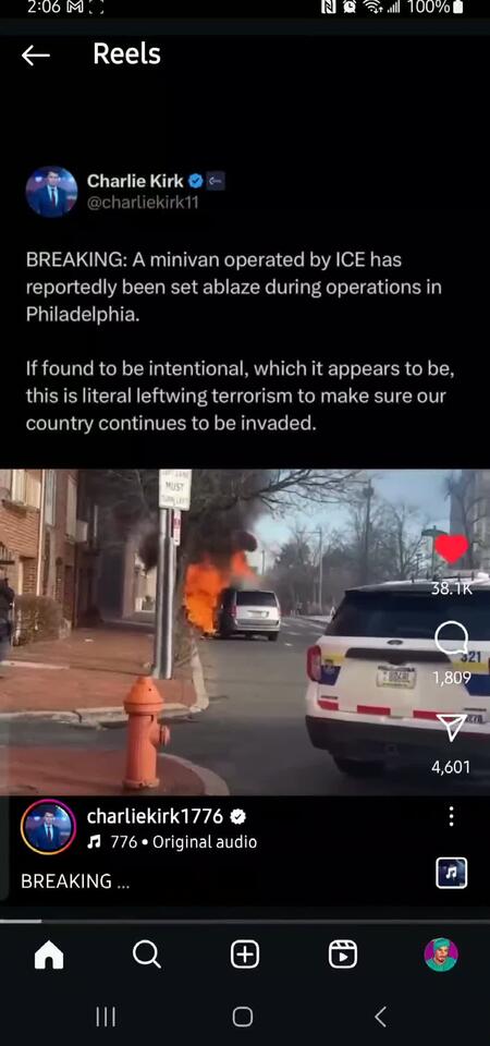 Leftists set fire to minivan operated by I.C.E.This is domestic ...
