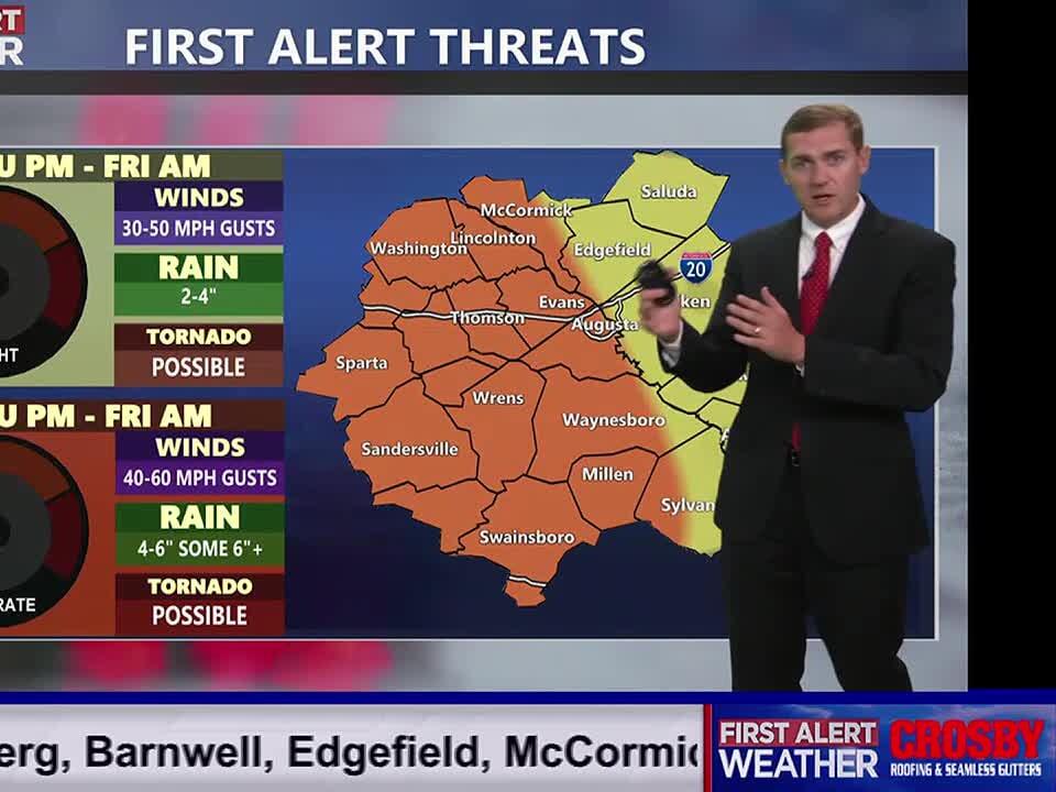 Riley's 6 PM Forecast FIRST ALERT THURSDAY NIGHT INTO FRIDAY MORNING