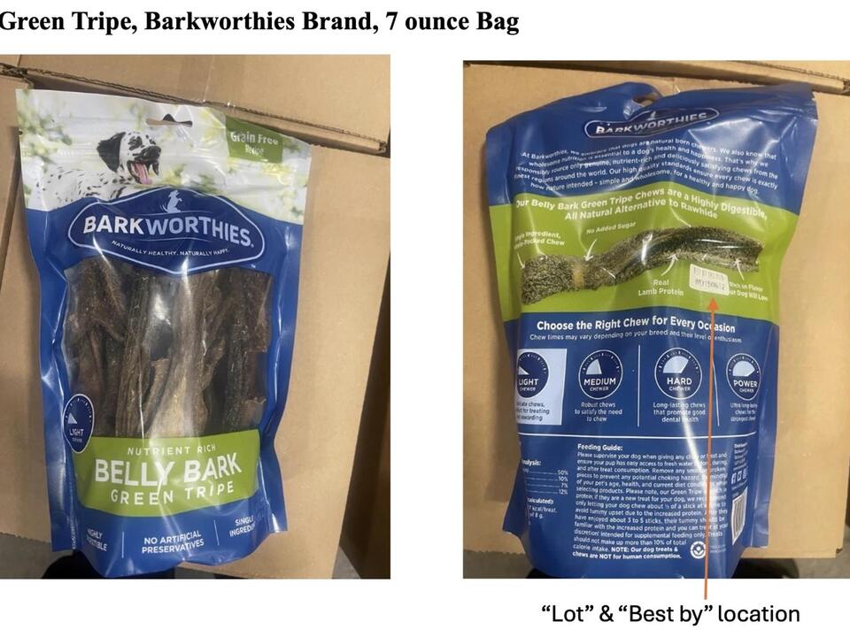TDBBS LLC Recalls Green Tripe Dog Treats Due to Potential Foreign Metal