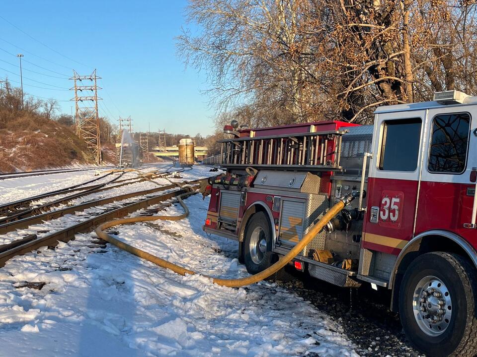 Kelly Drive closed as firefighters work to extinguish freight train ...