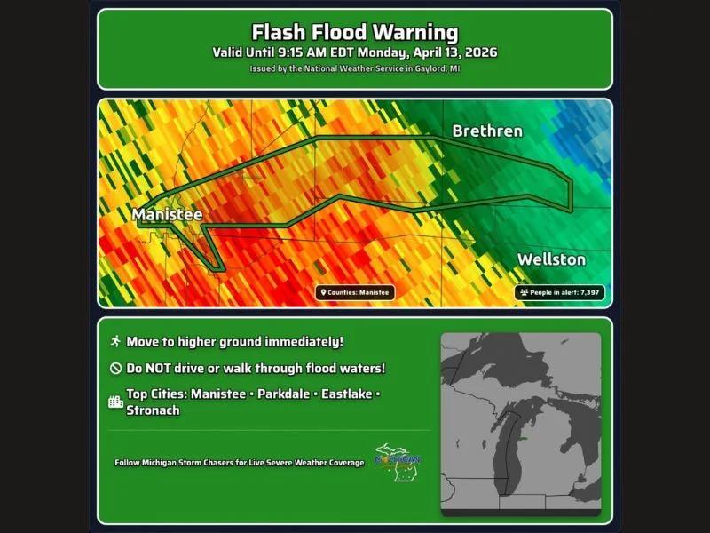 Michigan Flash Flood Warning Issued for Southern Manistee County as ...