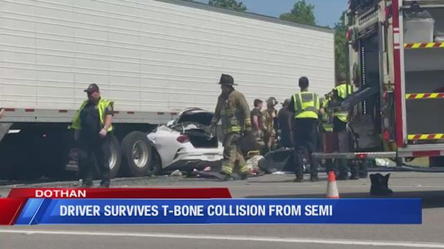 POLICE: Driver survives crash with semi-truck, crushed car stuck under ...