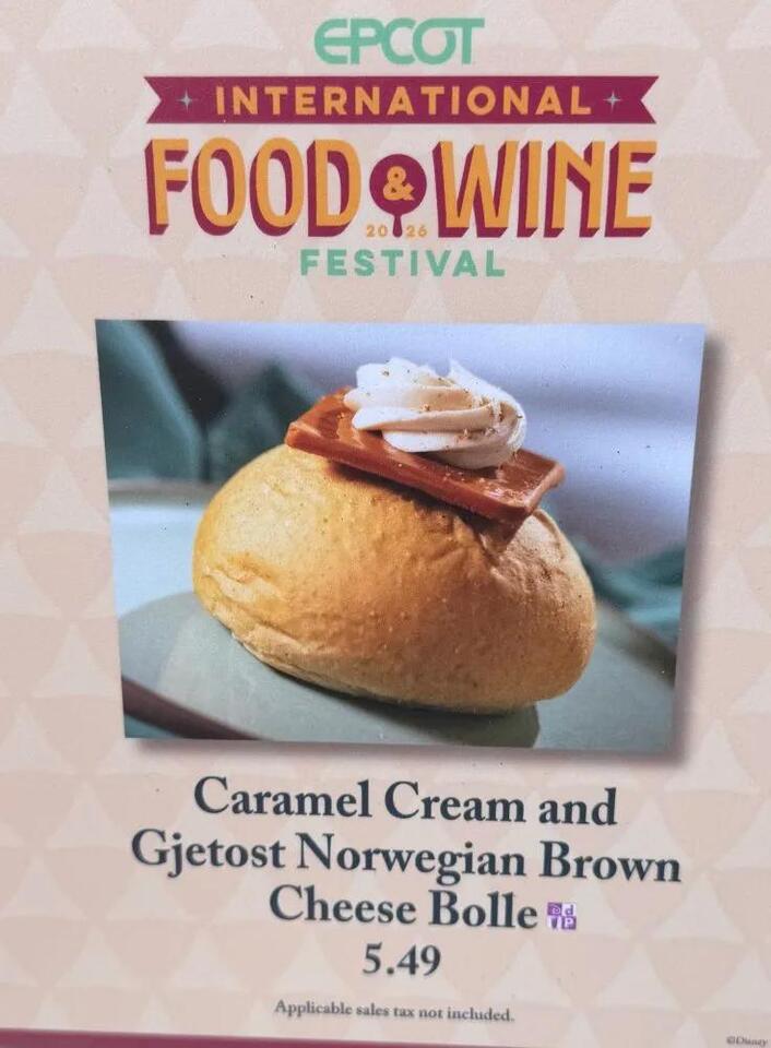 Caramel Cream and Gjetost Norwegian Brown Cheese Bolle Review: Epcot Food & Wine 2026’s Norway Cart