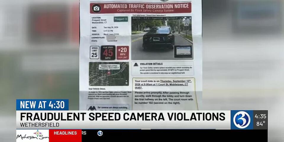 Wethersfield police warn of fraudulent speed camera notices