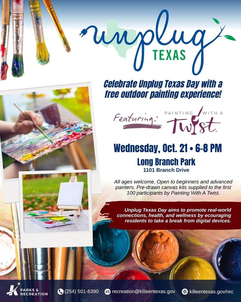 📅 Free Unplug Texas Day painting at Long Branch Park - NewsBreak