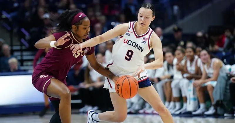 No. 1 UConn Women’s Hoops raise 12th title banner; smothers Seminoles in Storrs