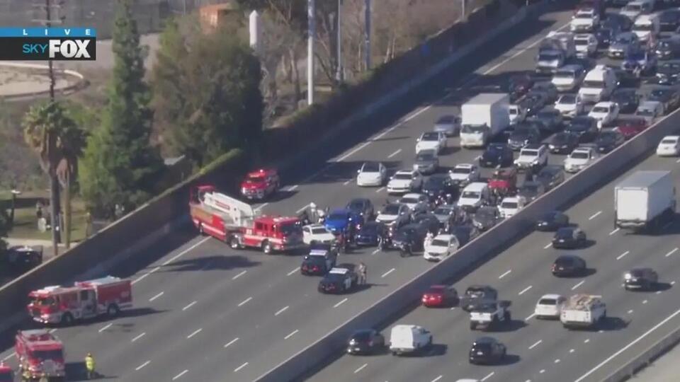 Truck fire shuts down 101 Freeway lanes in Encino - NewsBreak