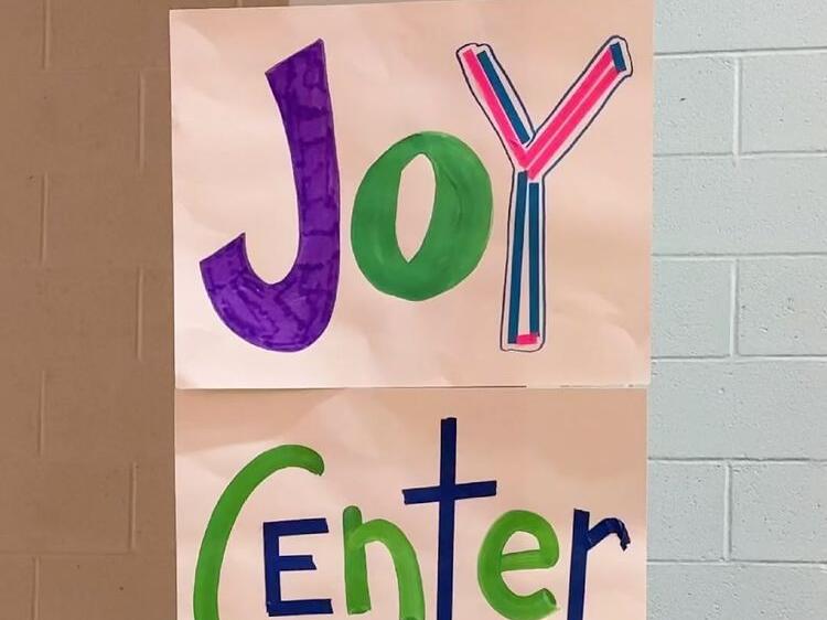 A Joy Center filled with activities lined one side of the hall where