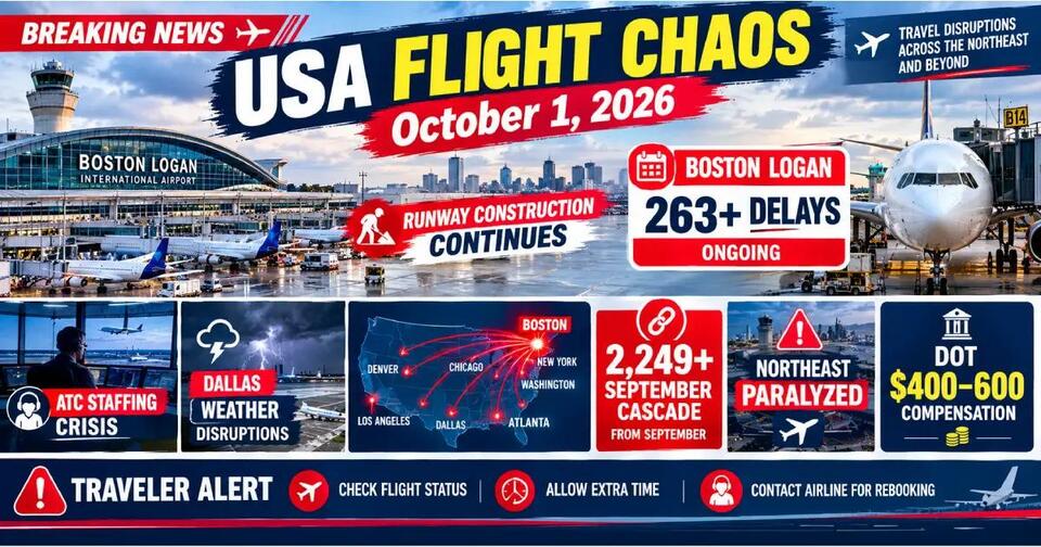 USA FLIGHT CHAOS October 1, 2026—Boston Logan Runway Construction ...