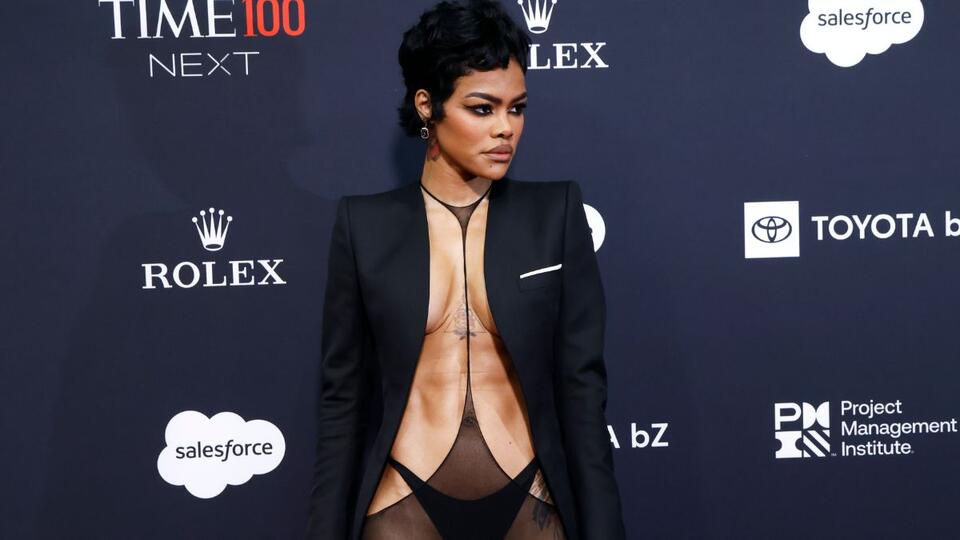teyana taylor sheer dress Teyana Taylor Sheer Lace Black Dress at Paris Fashion Week