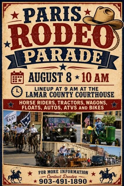 Paris Rodeo and Parade Aug. 7th and 8th
