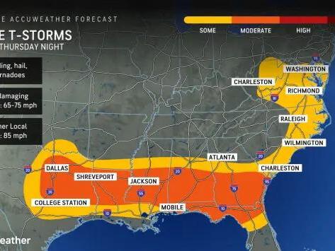 Close to 60 million at risk of severe weather in southern US on Thursday
